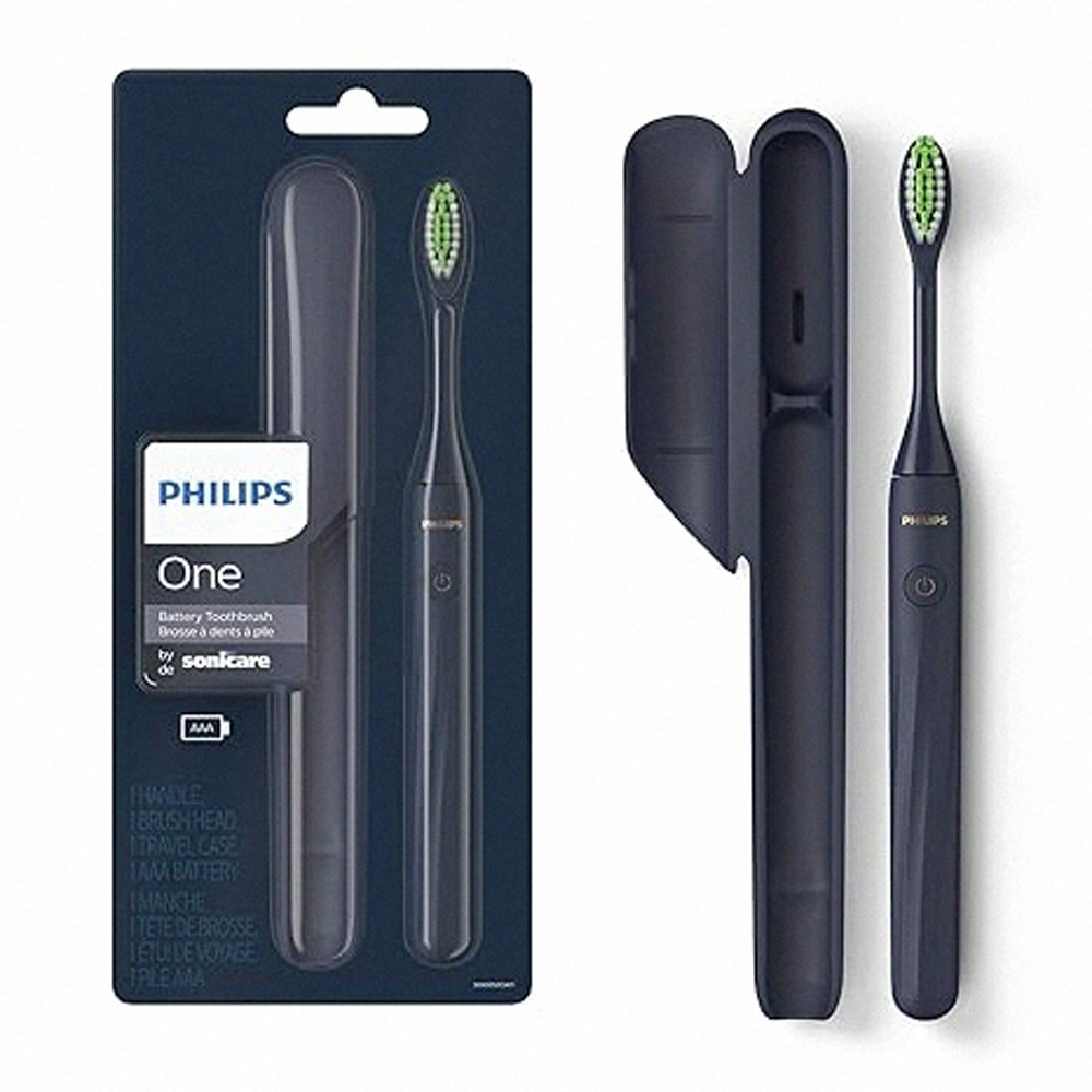 【Philips 飛利浦】電池式電動牙刷 午夜藍 超輕便旅行盒(隨身攜帶 不需充電)