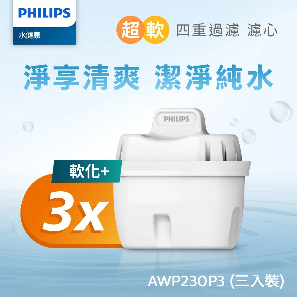 【Philips飛利浦】AWP230 通用超軟水過濾濾芯(三入裝)