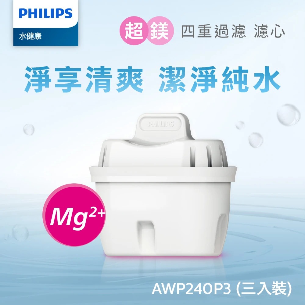 【Philips飛利浦】AWP240 通用鎂離子過濾濾芯(三入裝)