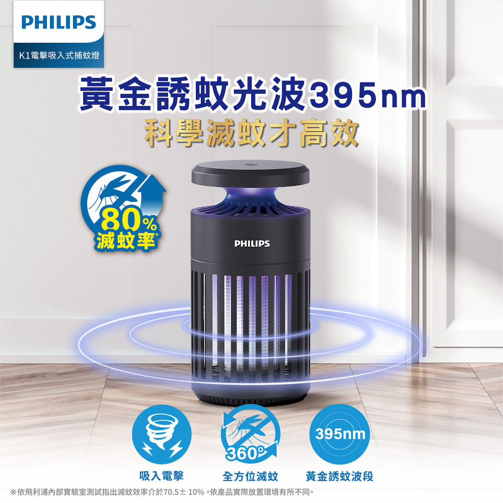 【Philips 飛利浦】66275 K1 電擊吸入式捕蚊燈