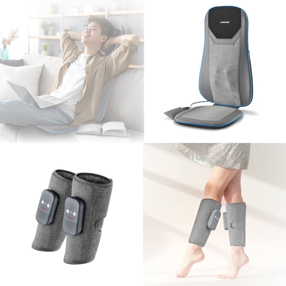 JOHNSON 喬山 按摩背墊RT2160+美腿溫揉器FM180(一對) 保健組