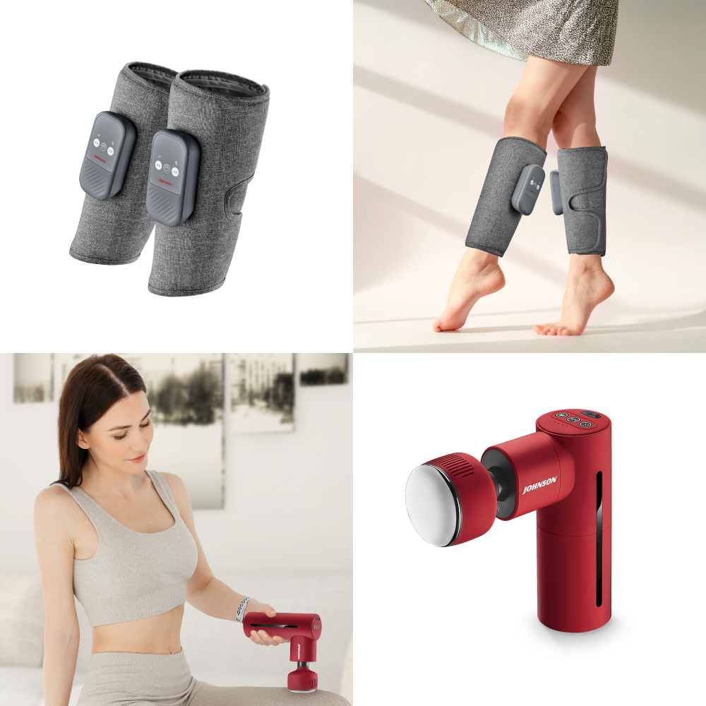 JOHNSON 喬山 冰熱敷按摩槍C66+美腿溫揉器FM180(一對) 深層放鬆組
