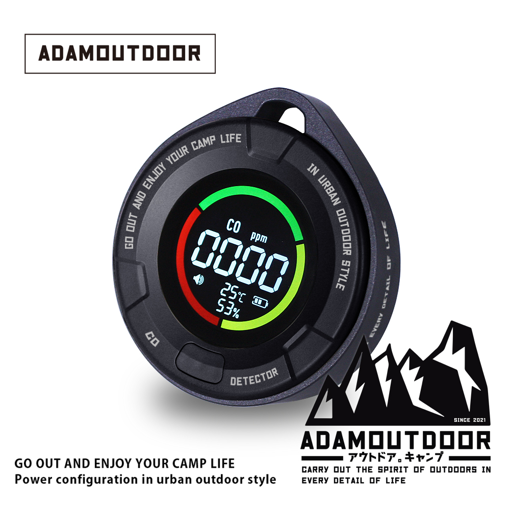ADAMOUTDOOR｜隨身一氧化碳 溫濕度偵測器 ( ADDT-MON100- BK) 黑色