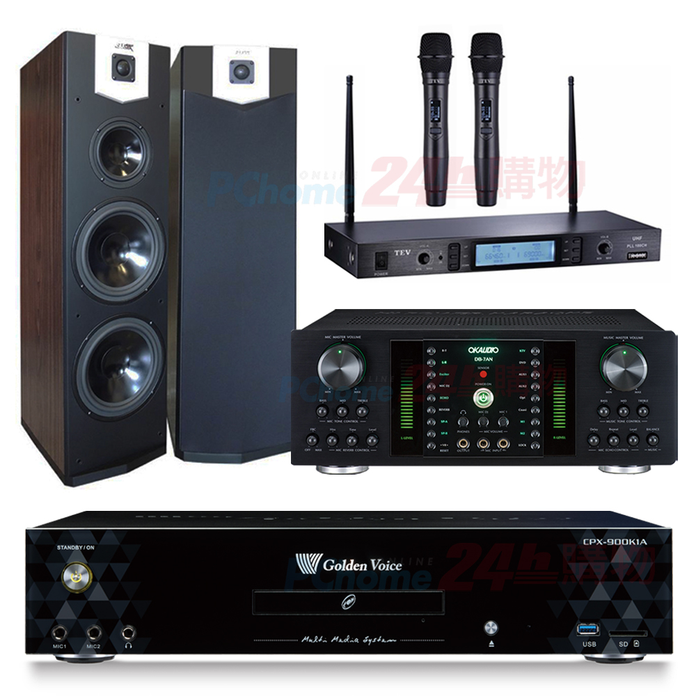 金嗓 CPX-900 K1A伴唱機 4TB+DB-7AN擴大機+TR-5600無線麥克風+SUGAR SK-800V喇叭