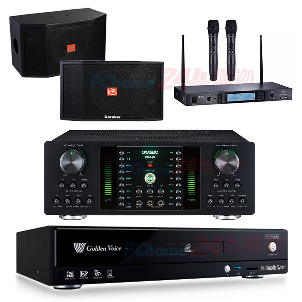 金嗓 CPX-900 K2F伴唱機 4TB+DB-7AN擴大機+TR-5600無線麥克風+KARABAR KB-4310M喇叭