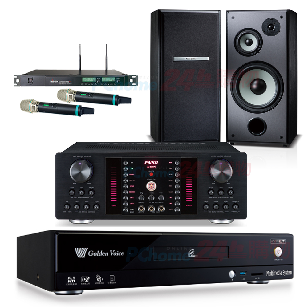 金嗓 CPX-900 K2F伴唱機4TB+FNSD A-480N擴大機+ACT-8299PRO+無線麥克風+TDF M-103喇叭