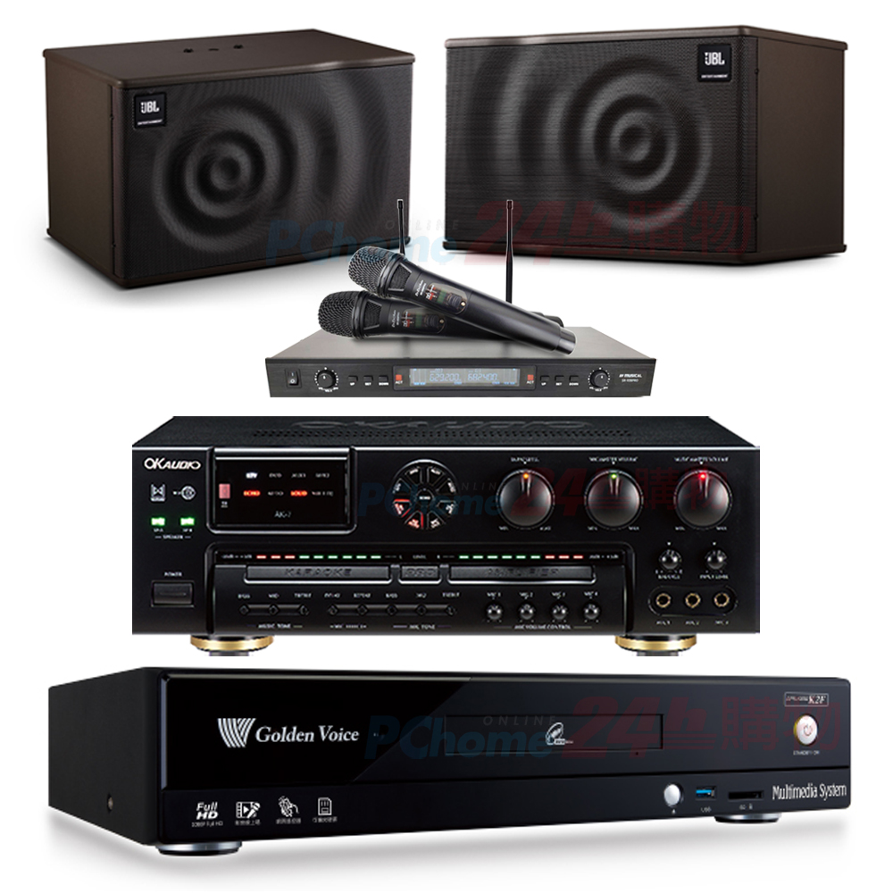 金嗓 CPX-900 K2F伴唱機4TB+OKAUDIO AK-7擴大機+SR-889PRO無線麥克風+JBL MK10喇叭