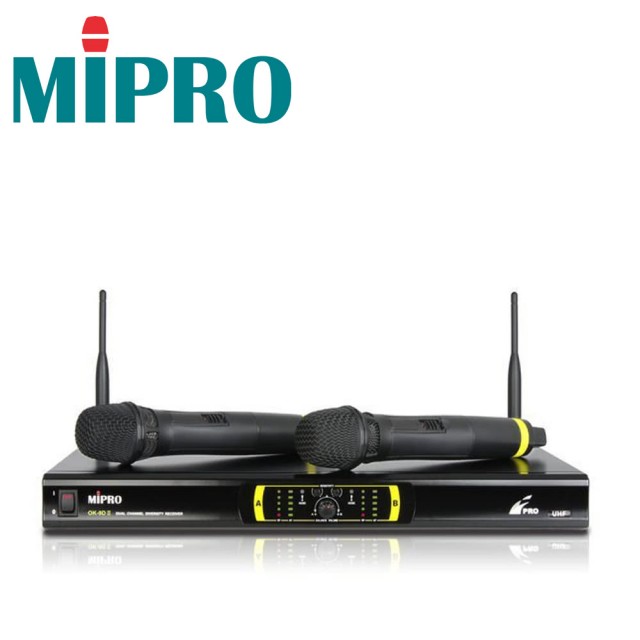 MIPRO OK-9D II UHF 雙頻道自動選訊無線麥克風(MU-78音頭)