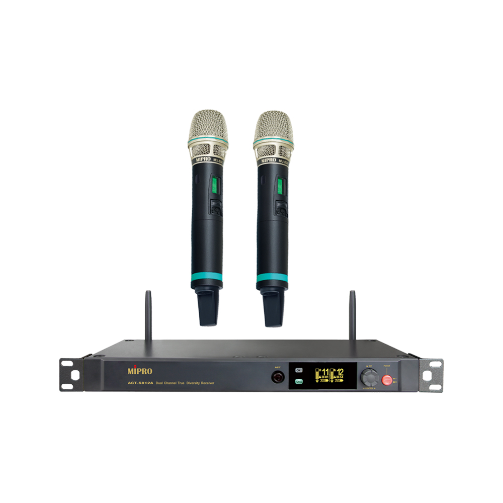 MIPRO 嘉強 ACT-5812A 5 GHz數位雙頻道接收機(搭配ACT-580H管身/MU-80A音頭)六種組合任意選購