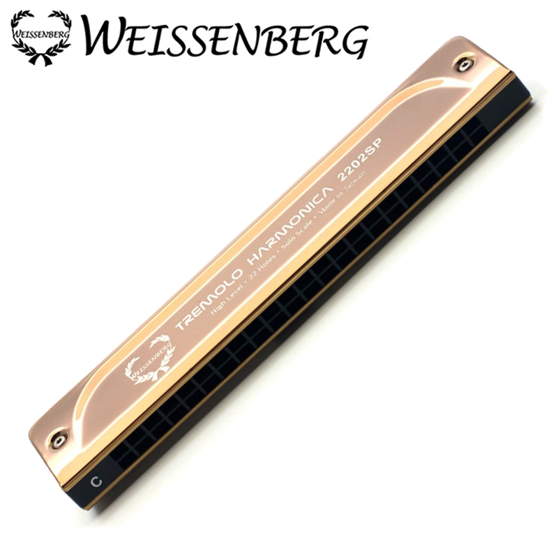 WEISSENBERG 高級款升級版 2202-SP 22孔複音口琴-金色