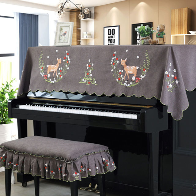 【美佳音樂】鋼琴罩/防塵罩/鋼琴蓋布-小鹿浪漫花園 縷空刺繡系列+雙人椅罩