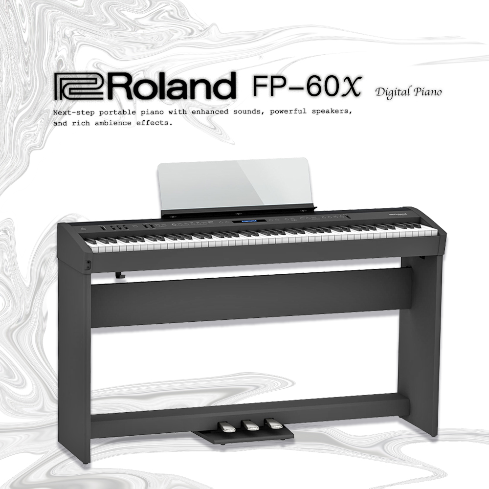 『Roland 樂蘭』極具現代時尚外觀數位鋼琴 FP-60X 黑色套裝組 / 公司貨保固