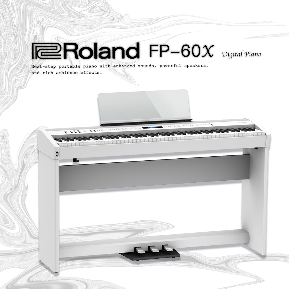 『Roland 樂蘭』極具現代時尚外觀數位鋼琴 FP-60X 白色套裝組 / 公司貨保固