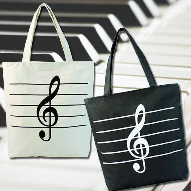 【美佳音樂】音樂鋼琴 高音符 帆布袋/環保袋/手提袋/樂譜袋