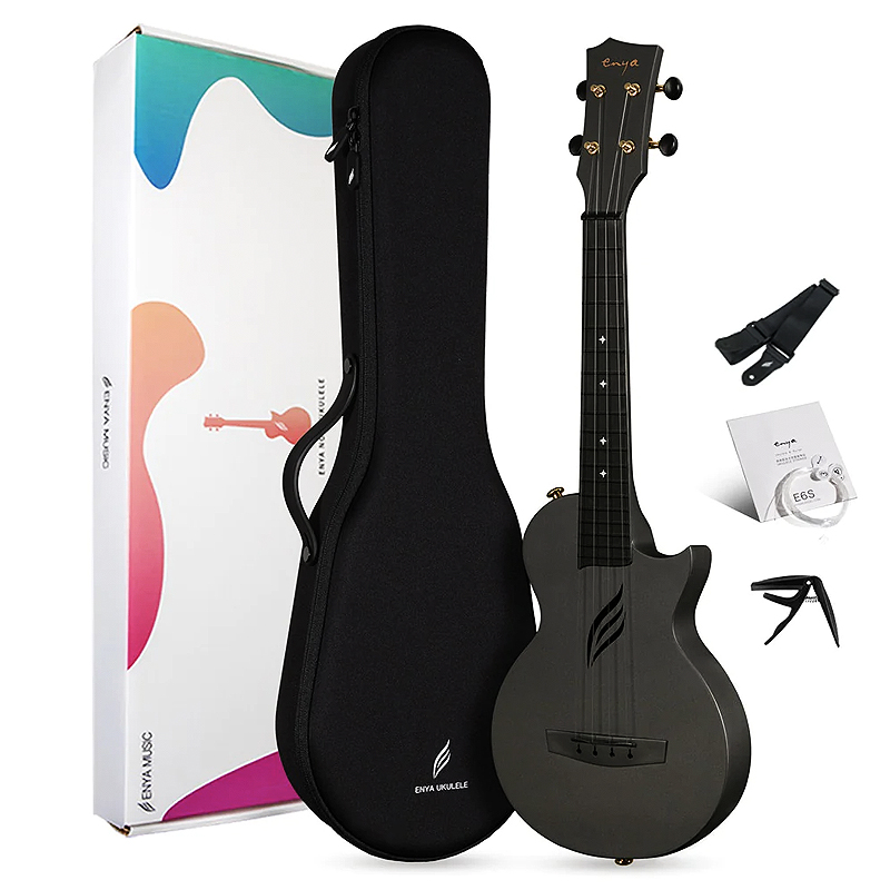enya nova u black 碳纖維烏克麗麗-23寸初學者ukulele/基礎款無拾音器/全套精緻配件/原廠公司貨