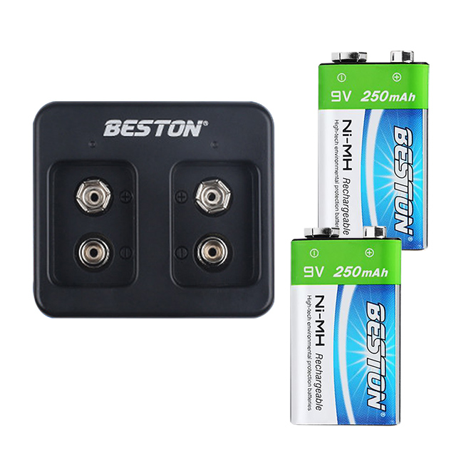 BESTON 9V充電式鎳氫電池2顆+ BESTON 9V雙槽充電器