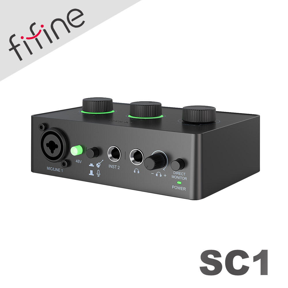 FIFINE SC1 音訊混音器USB直播聲卡(黑色)