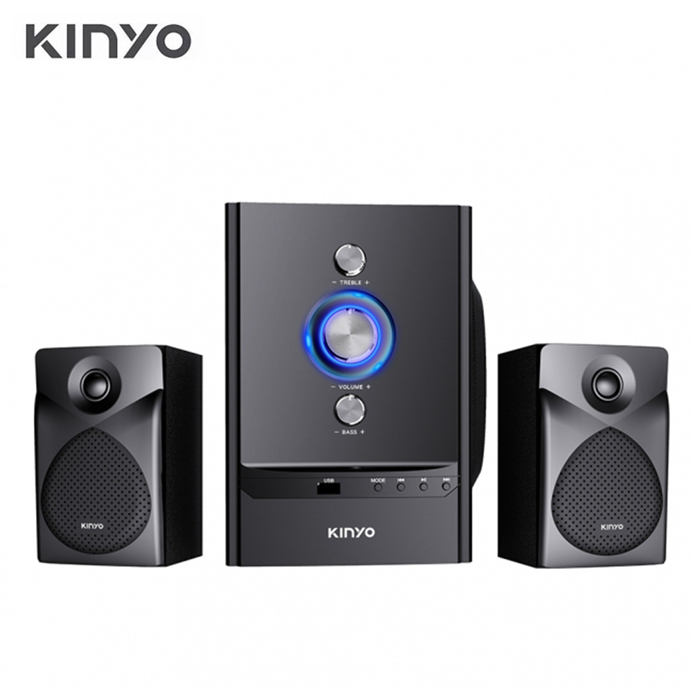 【KINYO】2.1聲道三件式喇叭 藍牙5.0多媒體音箱 專業擴大高音重低音藍芽喇叭音響