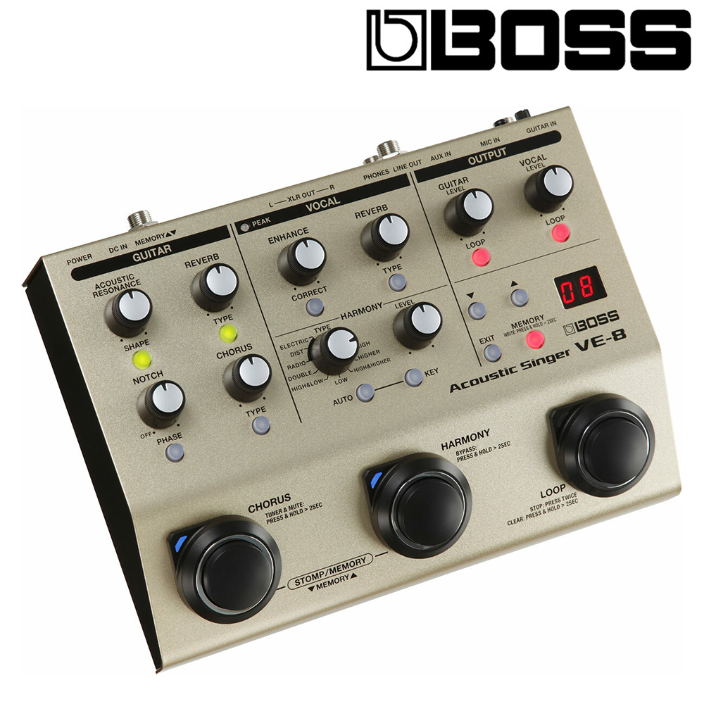 『BOSS 效果器』便攜式吉他彈唱的好夥伴 VE-8 / 公司貨保固