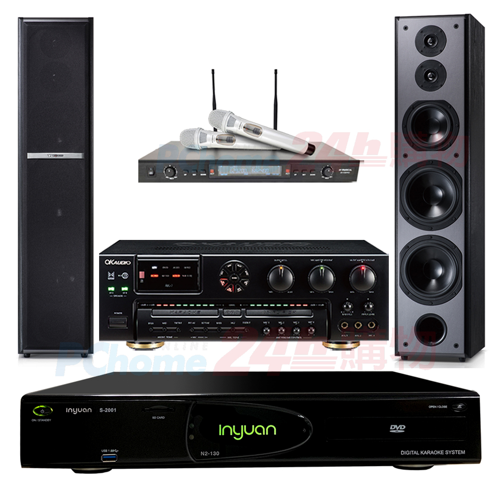 音圓 S-2001 N2-130伴唱機4TB+OKAUDIO AK-7擴大機+SR-928PRO無線麥克風+TDF M-6主喇叭