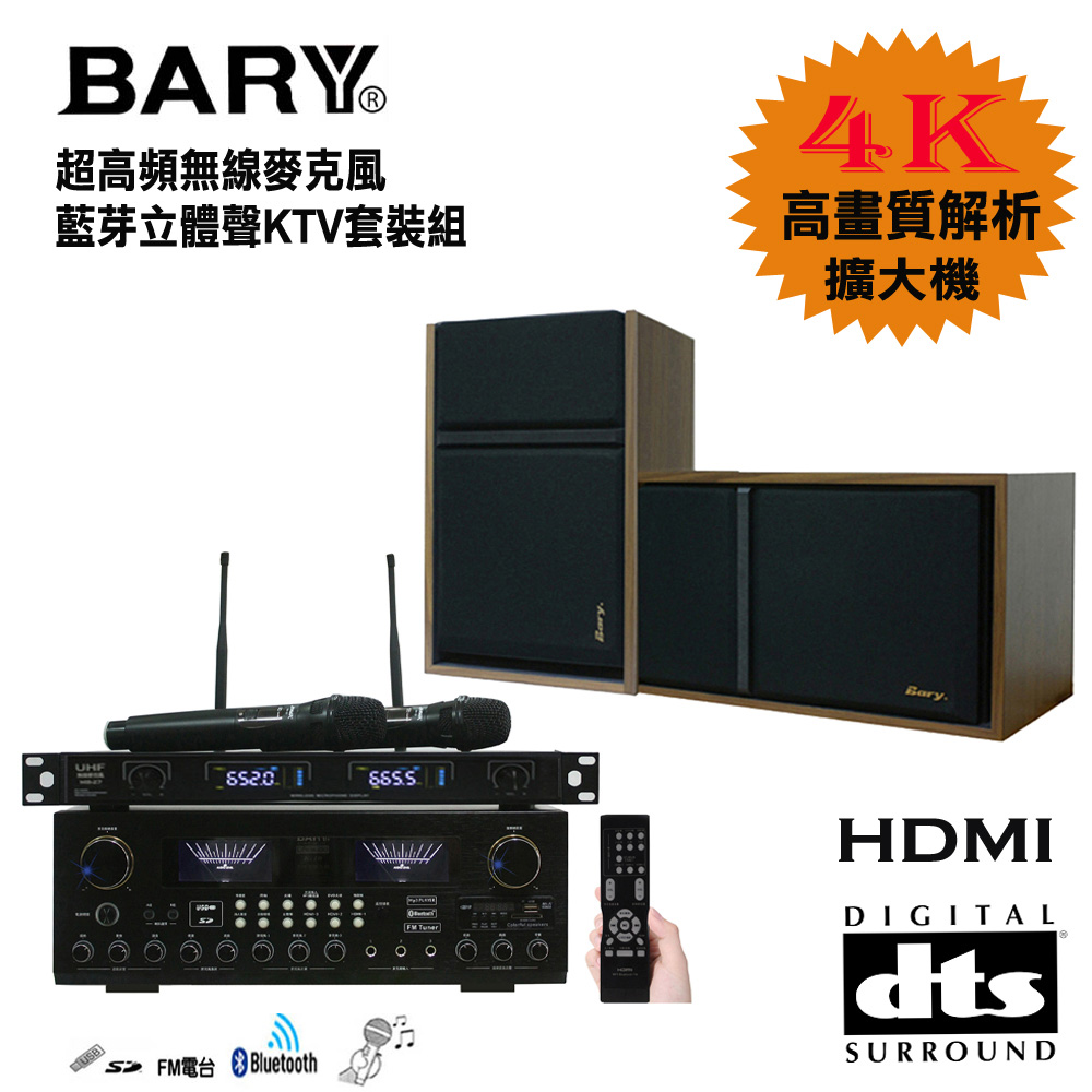 BARY 專業型DTS藍芽HDM+無線麥克風套裝音響劇院組K10-301