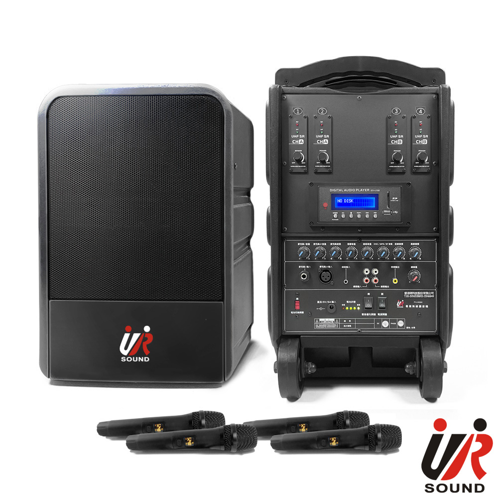 UR SOUND 180W藍芽/USB/SD四頻移動式無線擴音機 PU-9S604NB