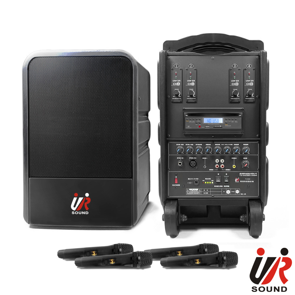 UR SOUND 180W藍芽/CD/USB/SD四頻移動式無線擴音機 PU-9S604CDNB