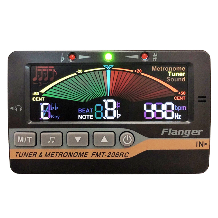 Flanger FMT-206RC全彩三合一調音器 -調音/節拍/拾音/全彩大面板LED/附4號電池x2