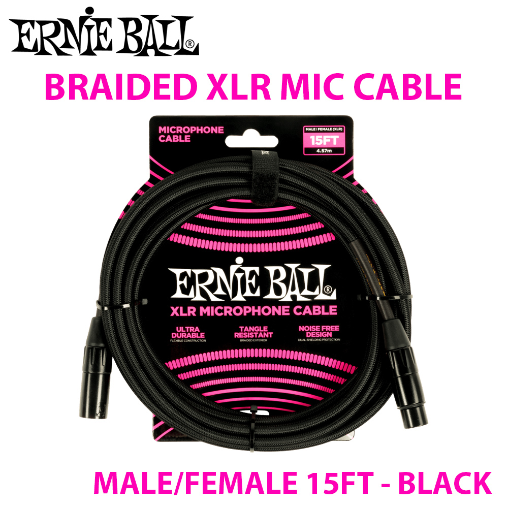 ERNIE BALL 麥克風線 Braided MIC 15FT 黑色 (P06391) 公司貨