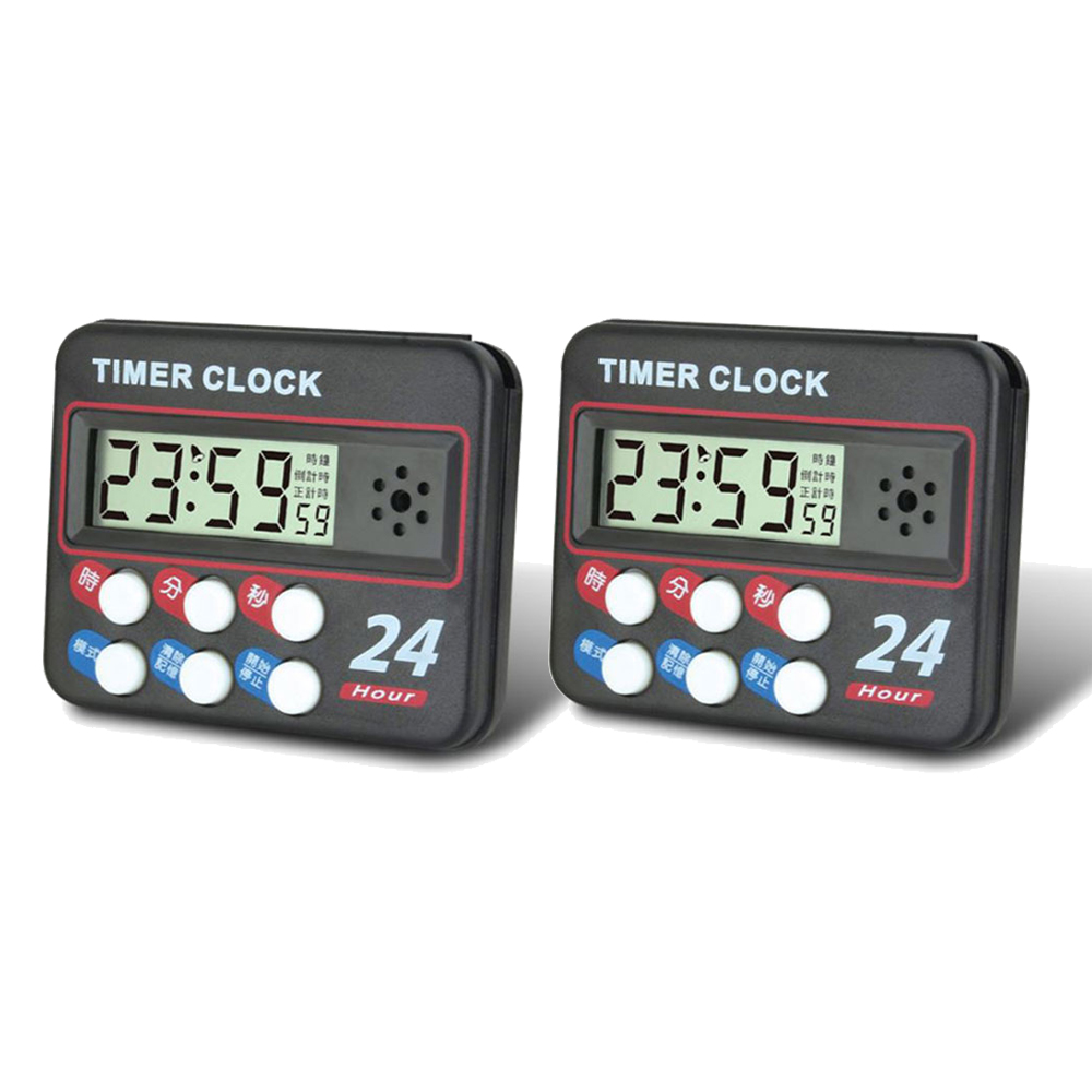 【聖岡科技Dr.AV】】2入組SB-24A黑金剛24小時經典款耐用 計時器(超大聲95分貝 時鐘 記憶 正計時)