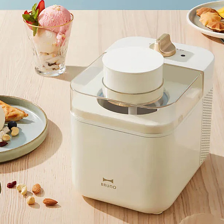 日本BRUNO 健康美味雙口感冰淇淋機(自動製冰/保冷6小時/清洗方便) BZK-B01-WH