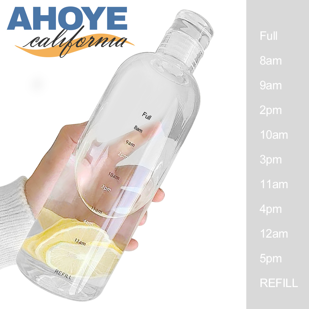 【Ahoye】多喝水刻度玻璃瓶 500mL 玻璃杯 隨手杯 水壺