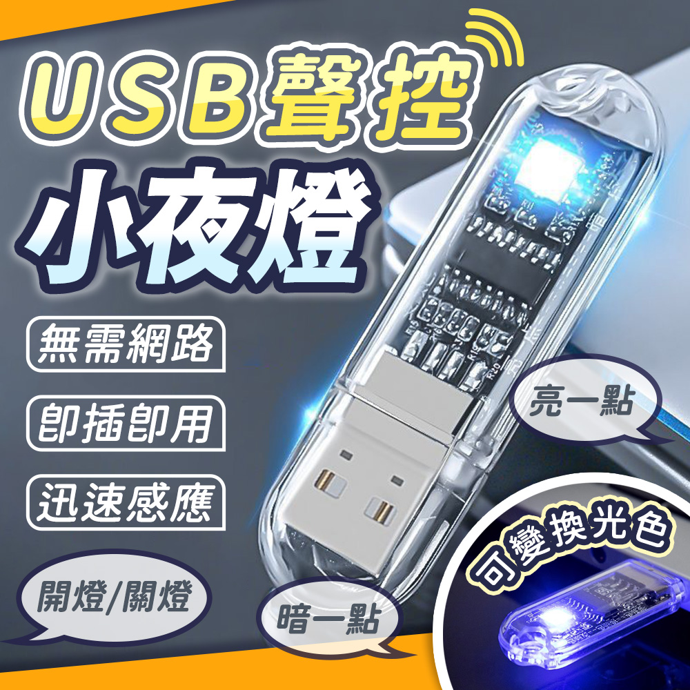 【JHS】2入組 USB聲控AI語音燈 智能語音燈