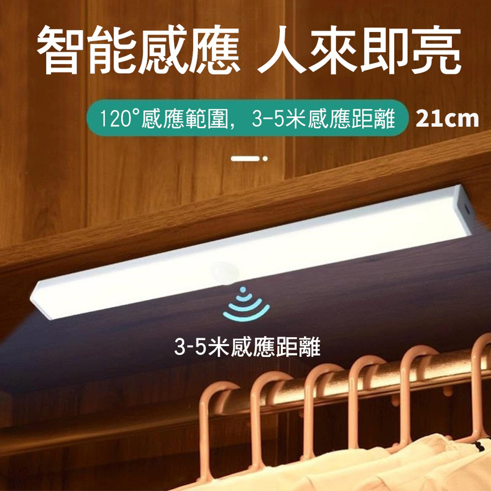 【CS22】磁吸式USB充電LED人體智能感應燈(21cm)
