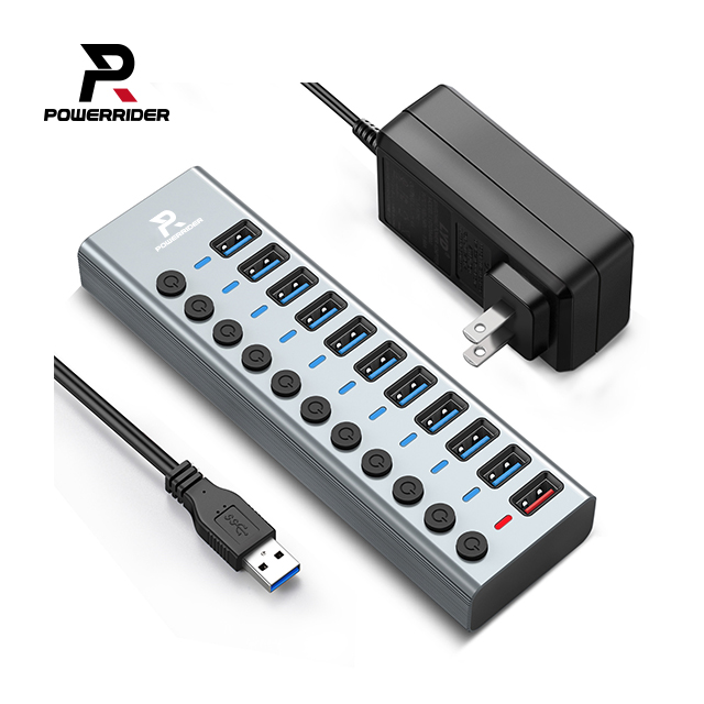 PowerRider HB-P19A 十一合一USB3.0傳輸集線器 鈦金灰