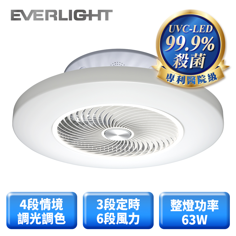 【億光】63W UV-C LED 紫外光空氣淨化風扇吸頂燈
