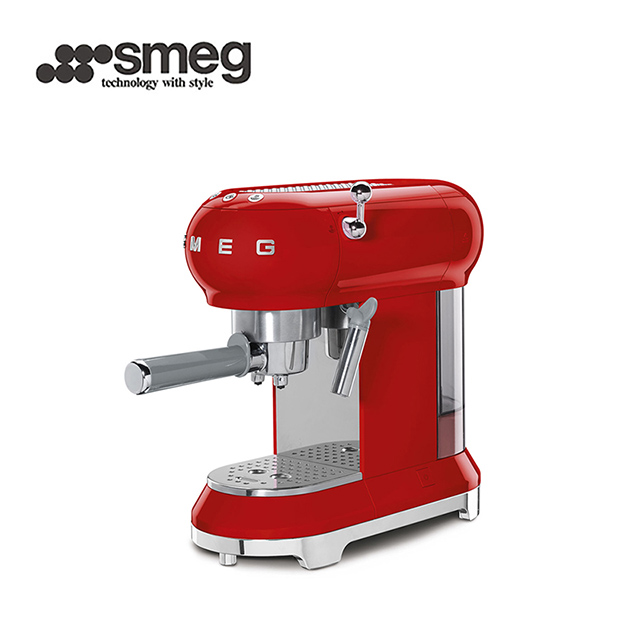 【SMEG】義大利半自動義式咖啡機-魅惑紅