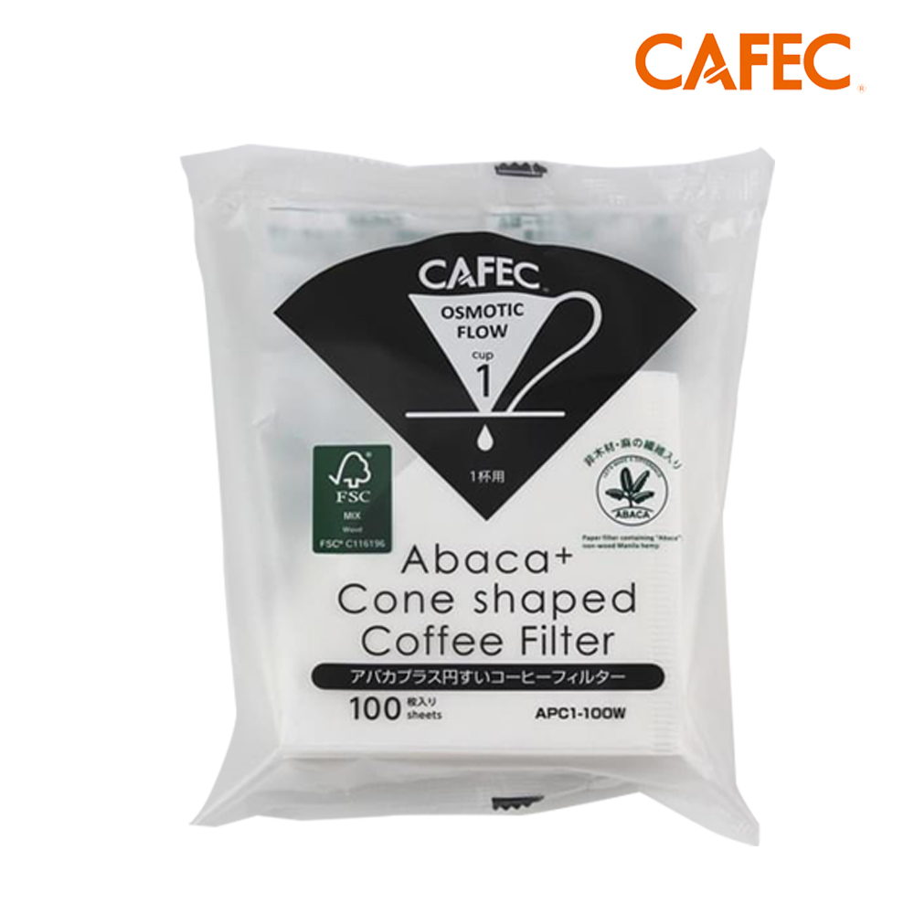 【CAFEC】三洋日本製ABACA+ 麻纖維Plus白色錐形濾紙(1-2人份) 100張 APC1-100W