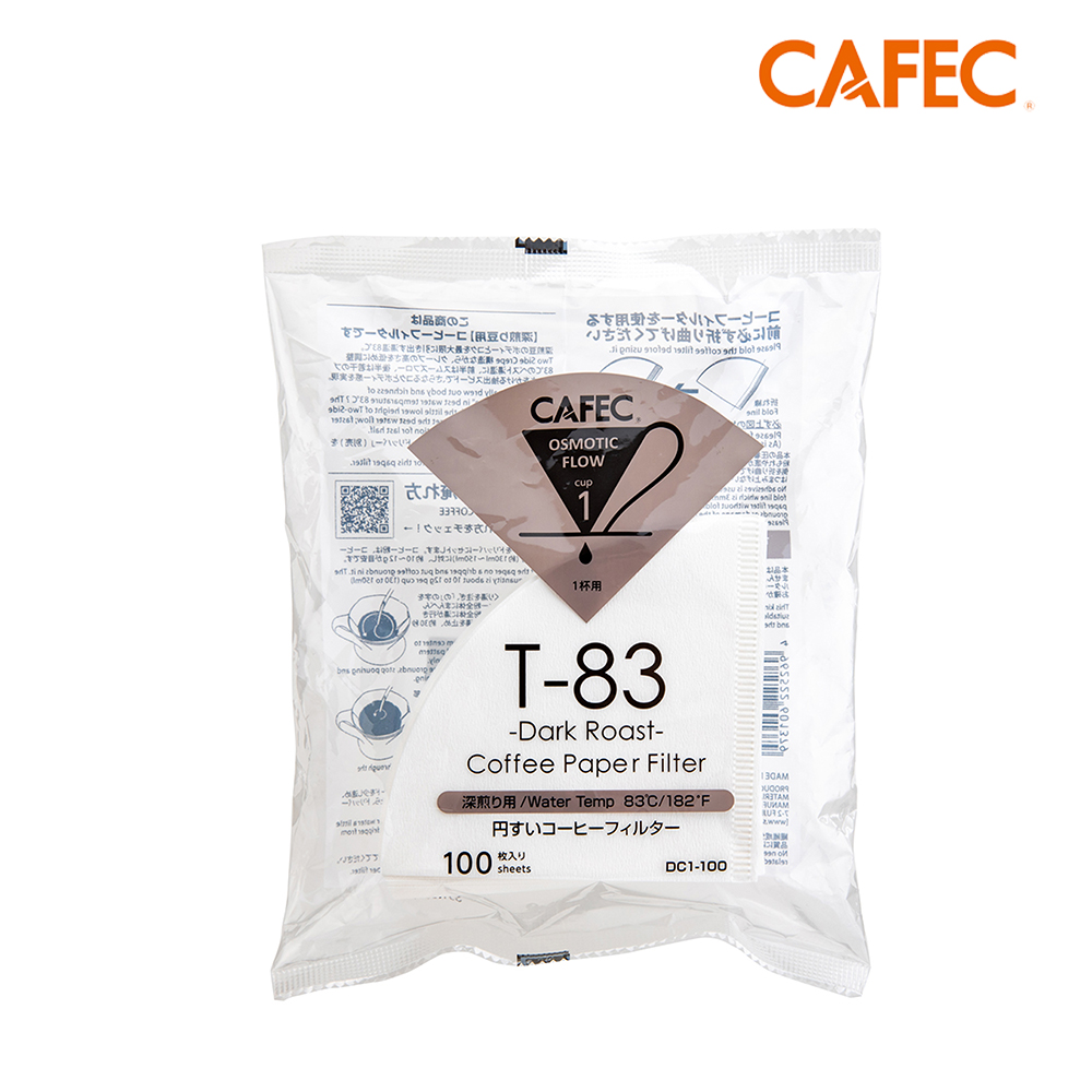 【CAFEC】三洋日本製T83深焙豆專用白色錐形咖啡濾紙(1~2人份)100張 DC1-100W