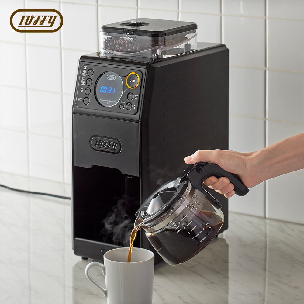 日本Toffy Premium全自動錐形研磨咖啡機 質感黑 K-CM9