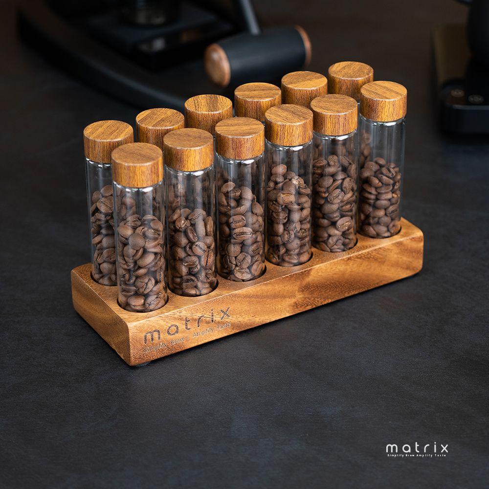 【Matrix】胡桃木蓋咖啡豆玻璃試管密封儲存罐 12入組