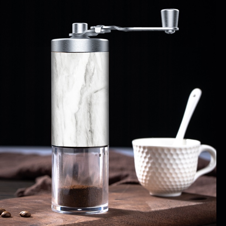 磨豆機 帶型經典大理石紋手動研磨器 小型咖啡機 手磨機 磨豆器 研磨機 咖啡研磨