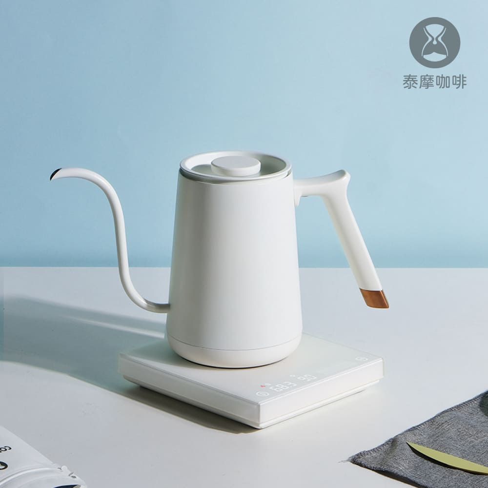 【TIMEMORE 泰摩】魚SMART溫控咖啡手沖壺 600ml 細嘴 白色(專業咖啡手沖壺 垂直水流沖煮穩定)