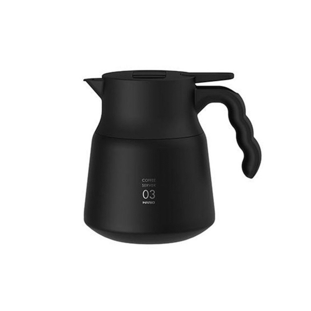 【HARIO官方】V60 VHSN系列雙層真空不鏽鋼保溫咖啡壺PLUS 03 800ml (2-6杯)-黑色VHSN80-B