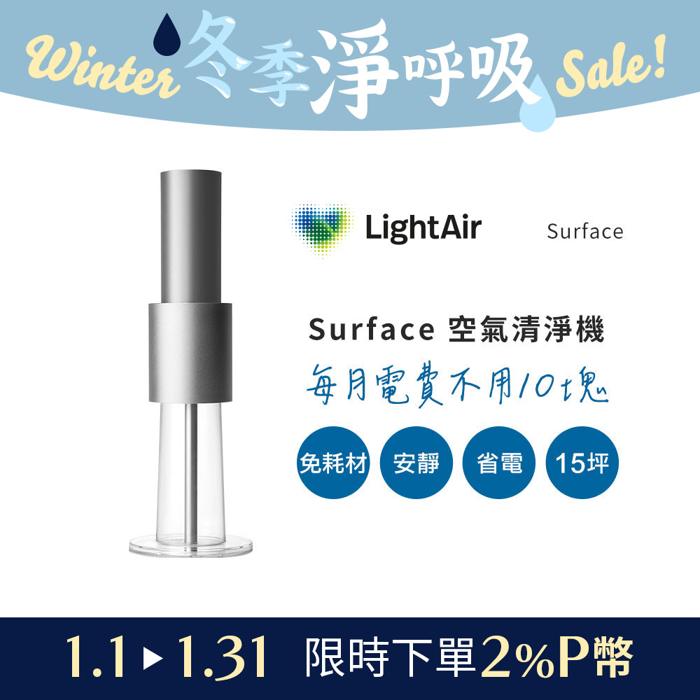 極靜音/超省電/免耗材瑞典 LightAir IonFlow 50 Surface PM2.5 精品空氣清淨機