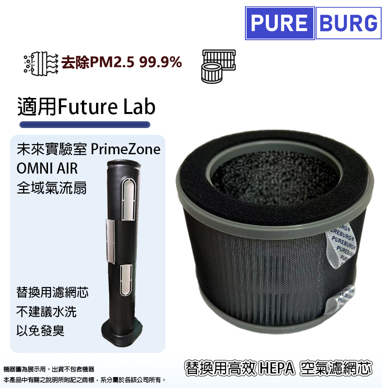 適用FutureLab未來實驗室 PrimeZone OMNI AIR 全域氣流扇空氣清淨機替換用高效HEPA濾網濾芯