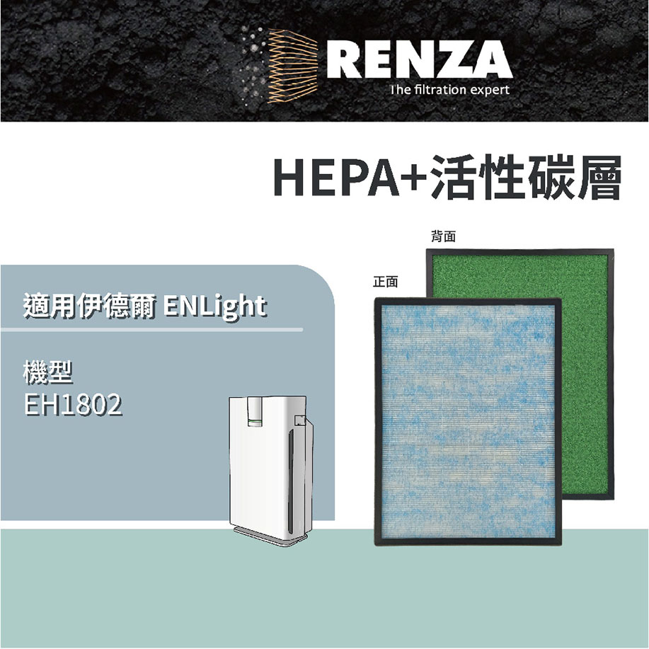 RENZA濾網 適用伊德爾Enlight EH1802 15-20坪抗敏除菌空氣清淨機 可替換EH1802-1濾網