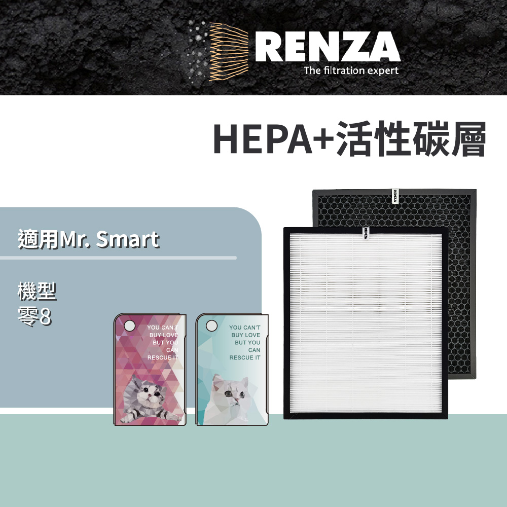 適用 Mr. Smart 零.8 空氣清淨機 HEPA+活性碳濾網 MRSMART 濾芯