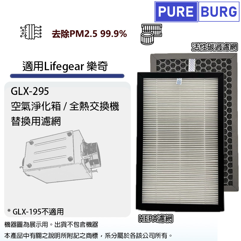 適用Lifegear 樂奇 GLX-295 GLX295空氣淨化箱全熱交換機新風機PM2.5濾網除臭活性碳