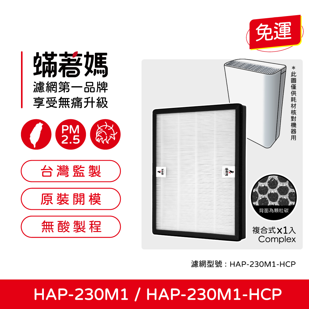 蟎著媽 濾網 適用 HERAN 禾聯 HAP-230M1 230M1-HCP 負離子空氣清淨機